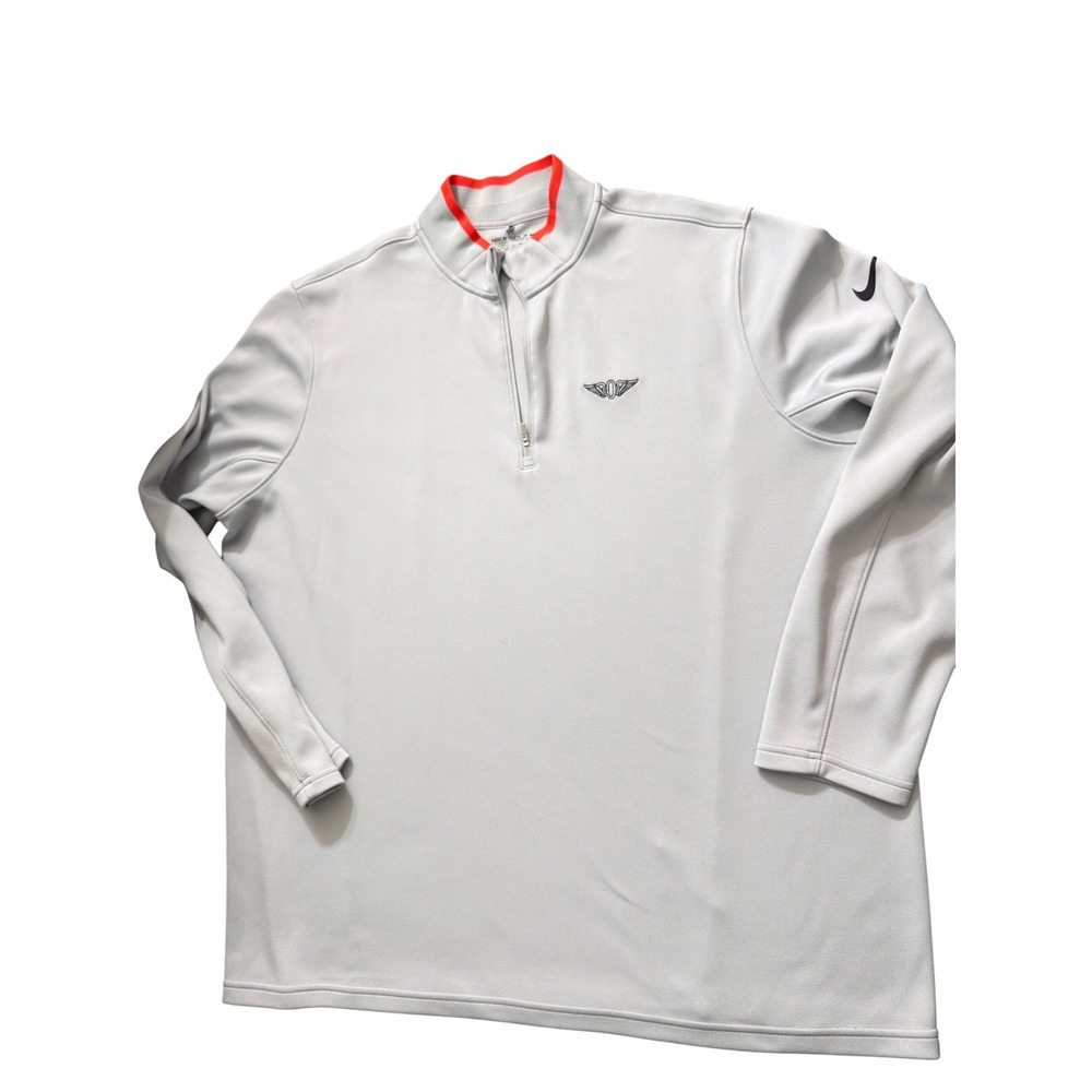 Nike Golf‎ The Olympic Club Dri-FIT Mens 1/2 Zip Pullover Grey Orange XXL FF37